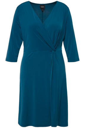 Ulla Popken Draped Dress in Teal