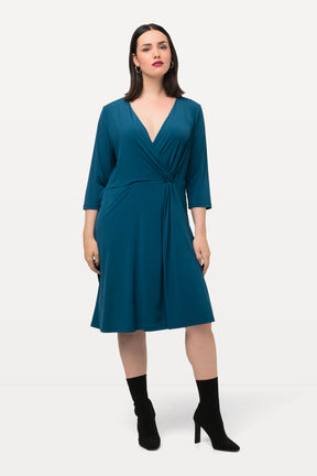 Ulla Popken Draped Dress in Teal