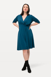 Ulla Popken Draped Dress in Teal