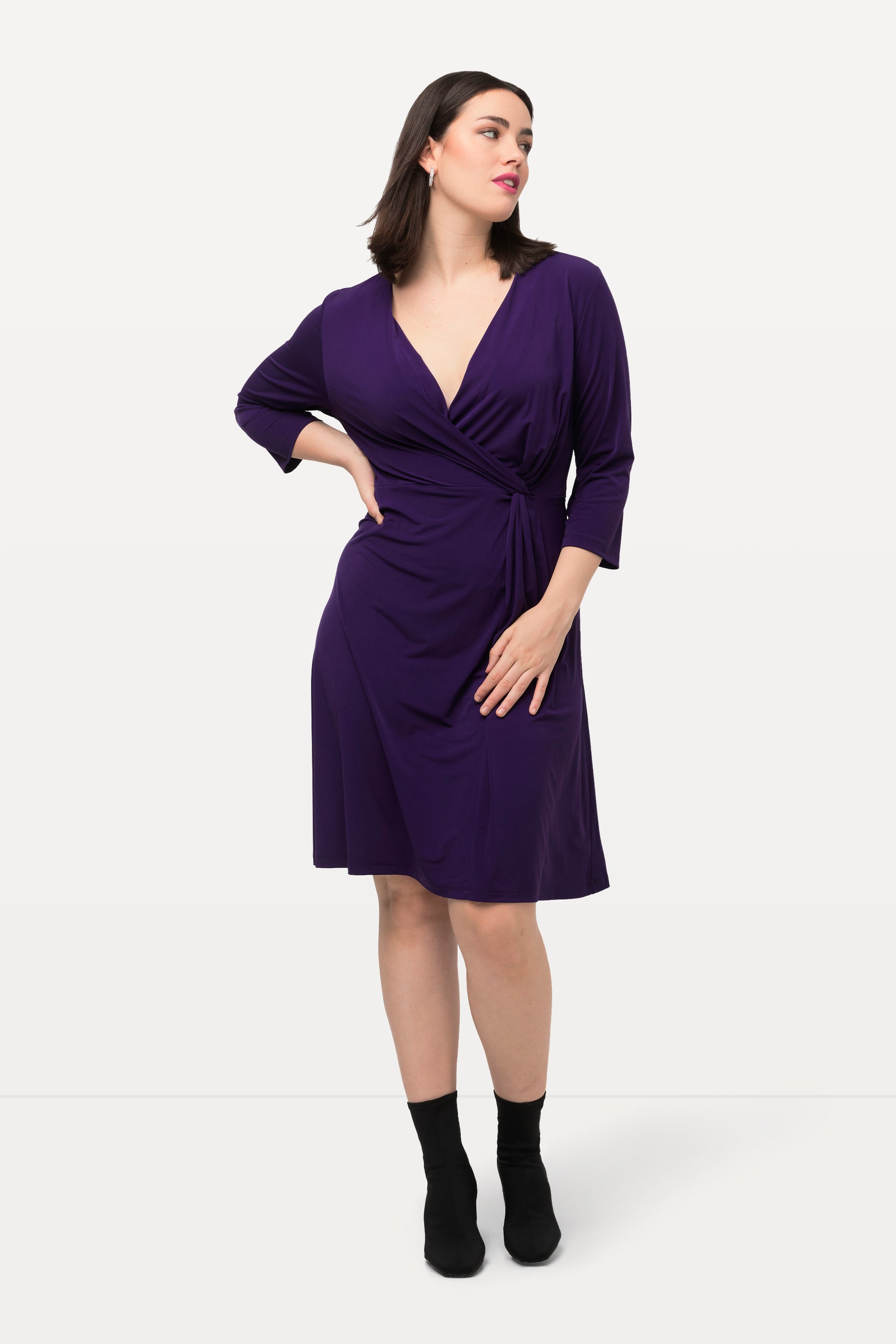 Ulla Popken Draped Dress in Purple