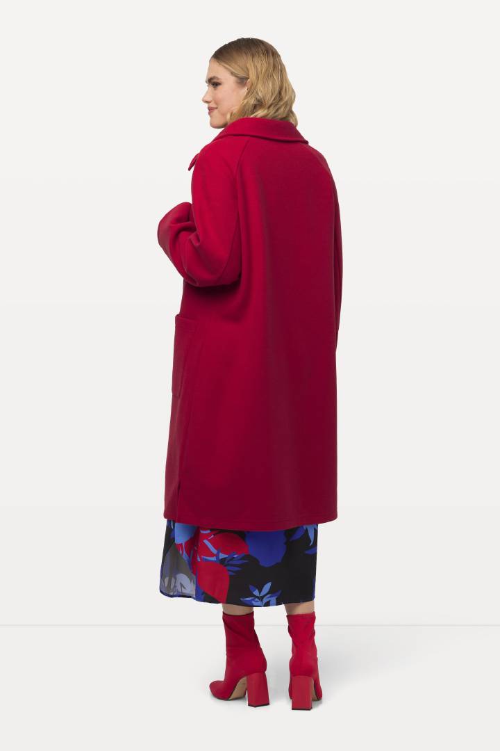 Ulla Popken Brushed Wool Coat in Red