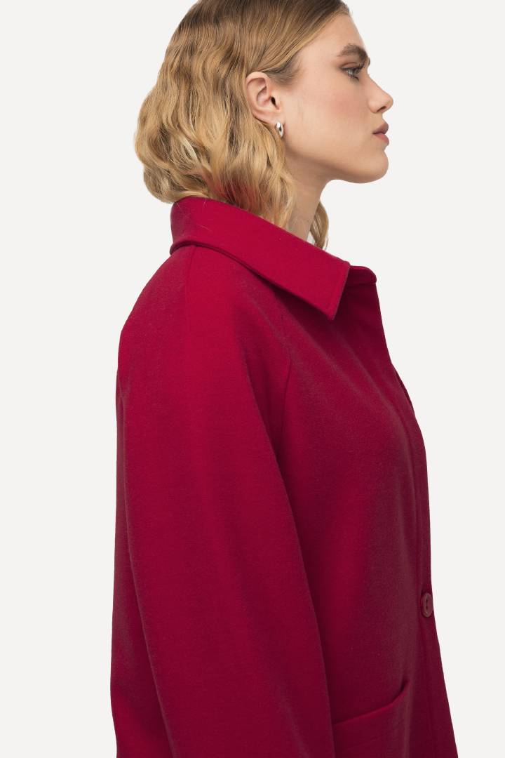 Ulla Popken Brushed Wool Coat in Red