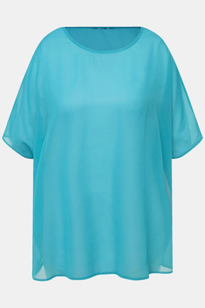 Ulla Popken Sheer Aqua Blouse