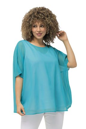 Ulla Popken Sheer Aqua Blouse