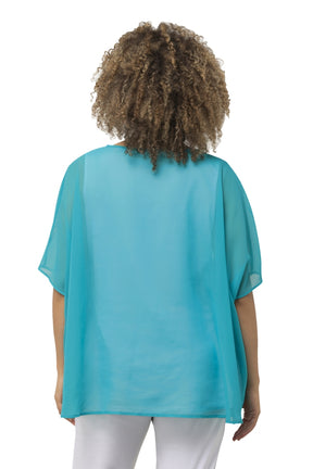 Ulla Popken Sheer Aqua Blouse