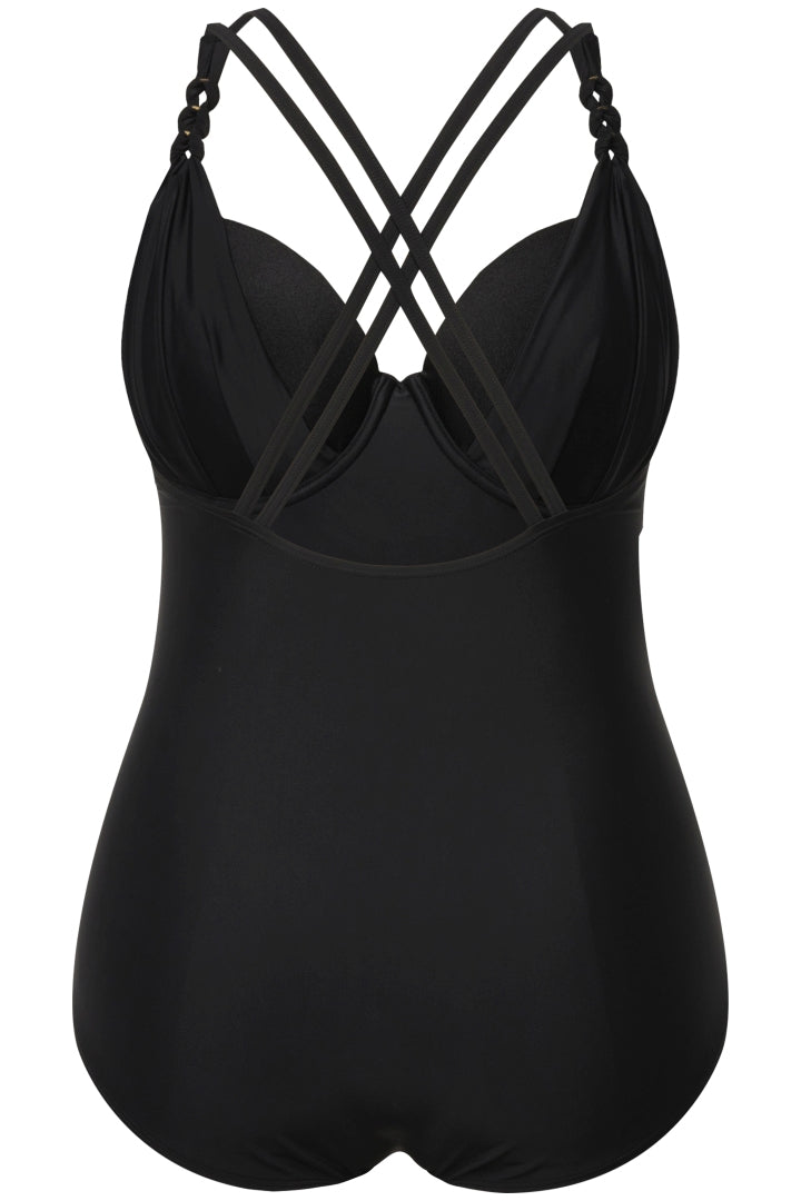 Ulla Popken Sparkle Swimsuit in Black