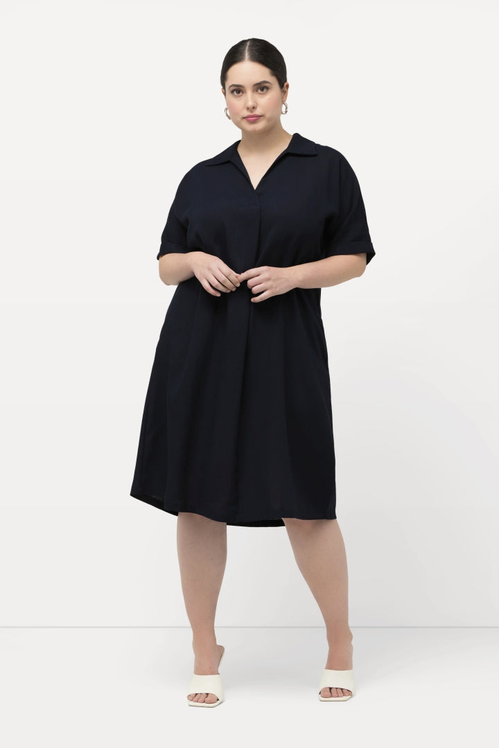 Ulla Popken Collared Navy Dress