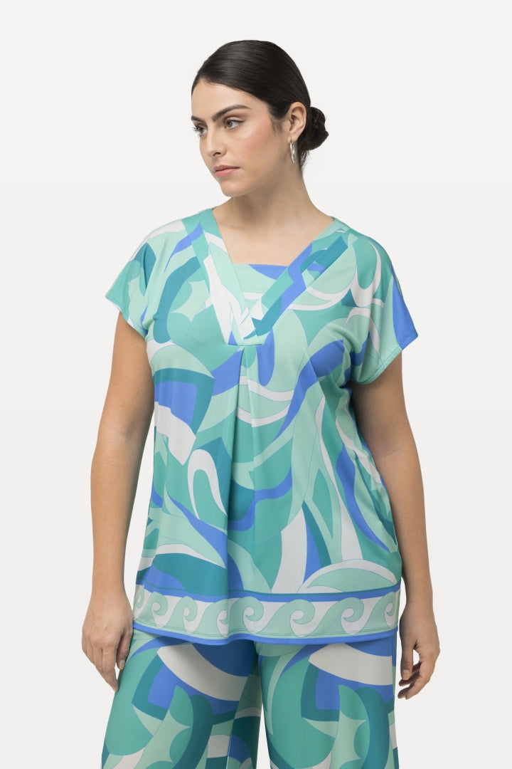 Ulla Popken Oversize T-Shirt in Green Print