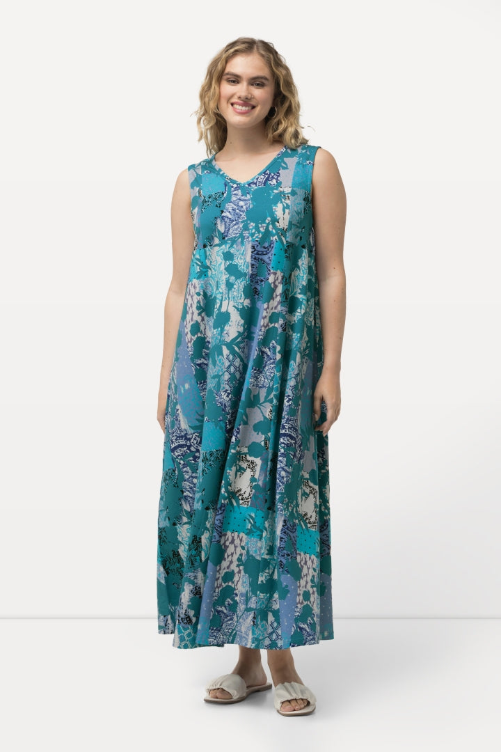 Ulla Popken Patch Print Dress in Aqua