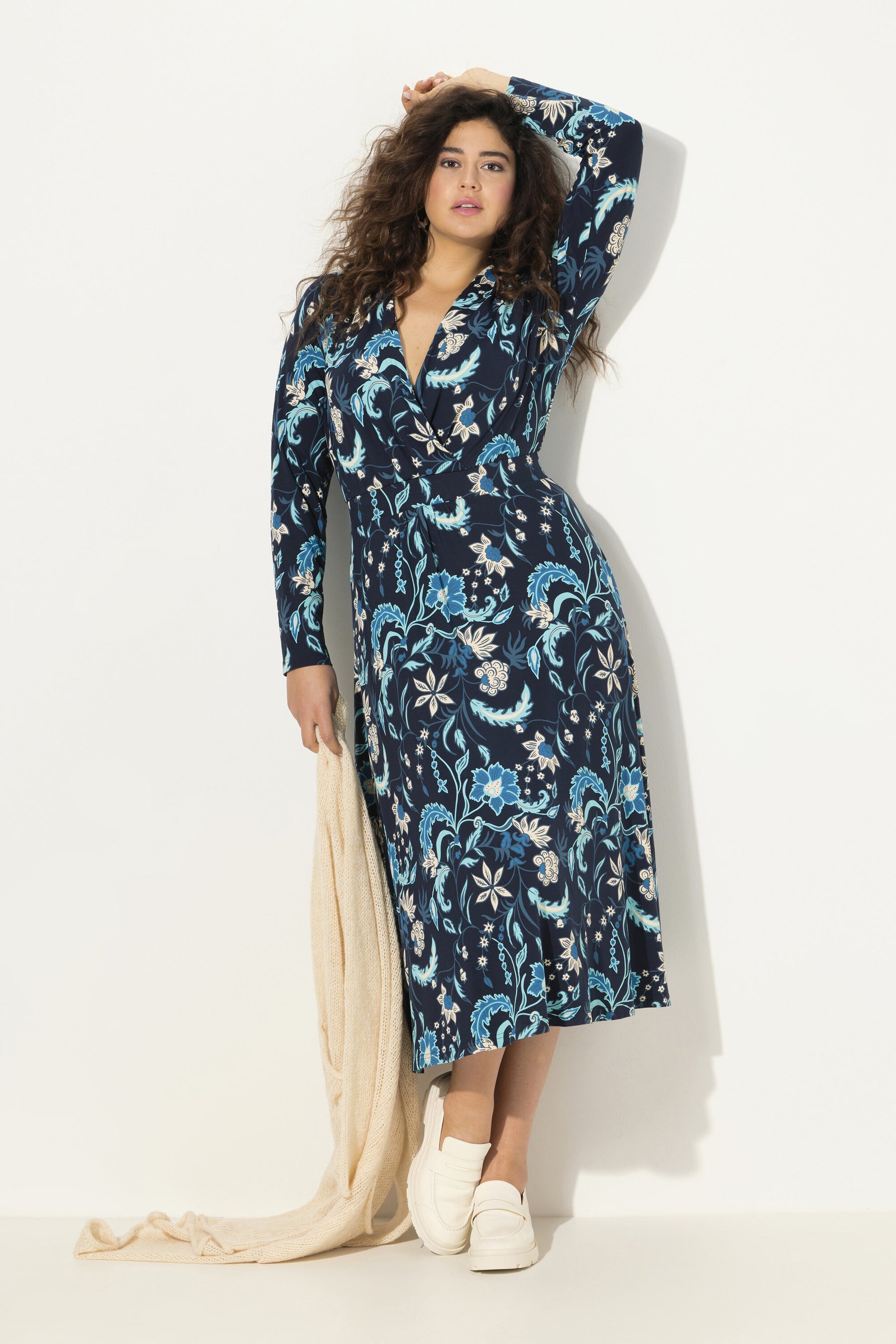 Floral faux wrap dress clearance