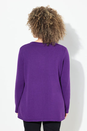 Ulla Popken Star Knit Jumper in Purple