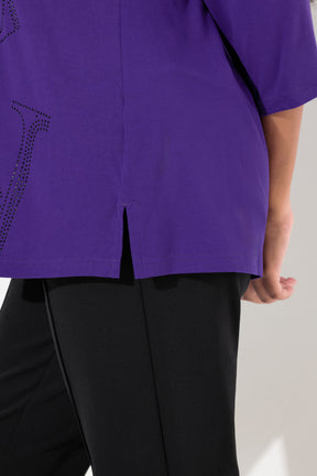 Ulla Popken Glitter Lettering Shirt in Purple