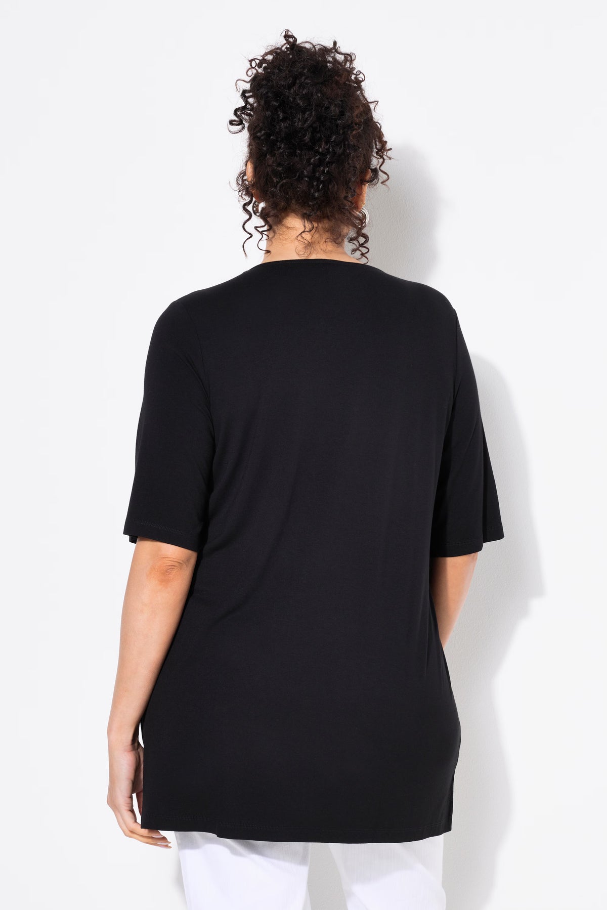 Ulla Popken Beaded T-Shirt in Black