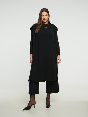 Mat Knit Cardigan in Black