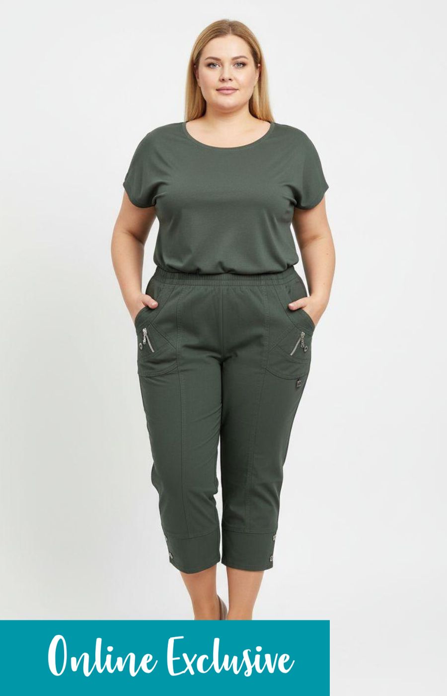 Lucie Crop Trousers in Khaki