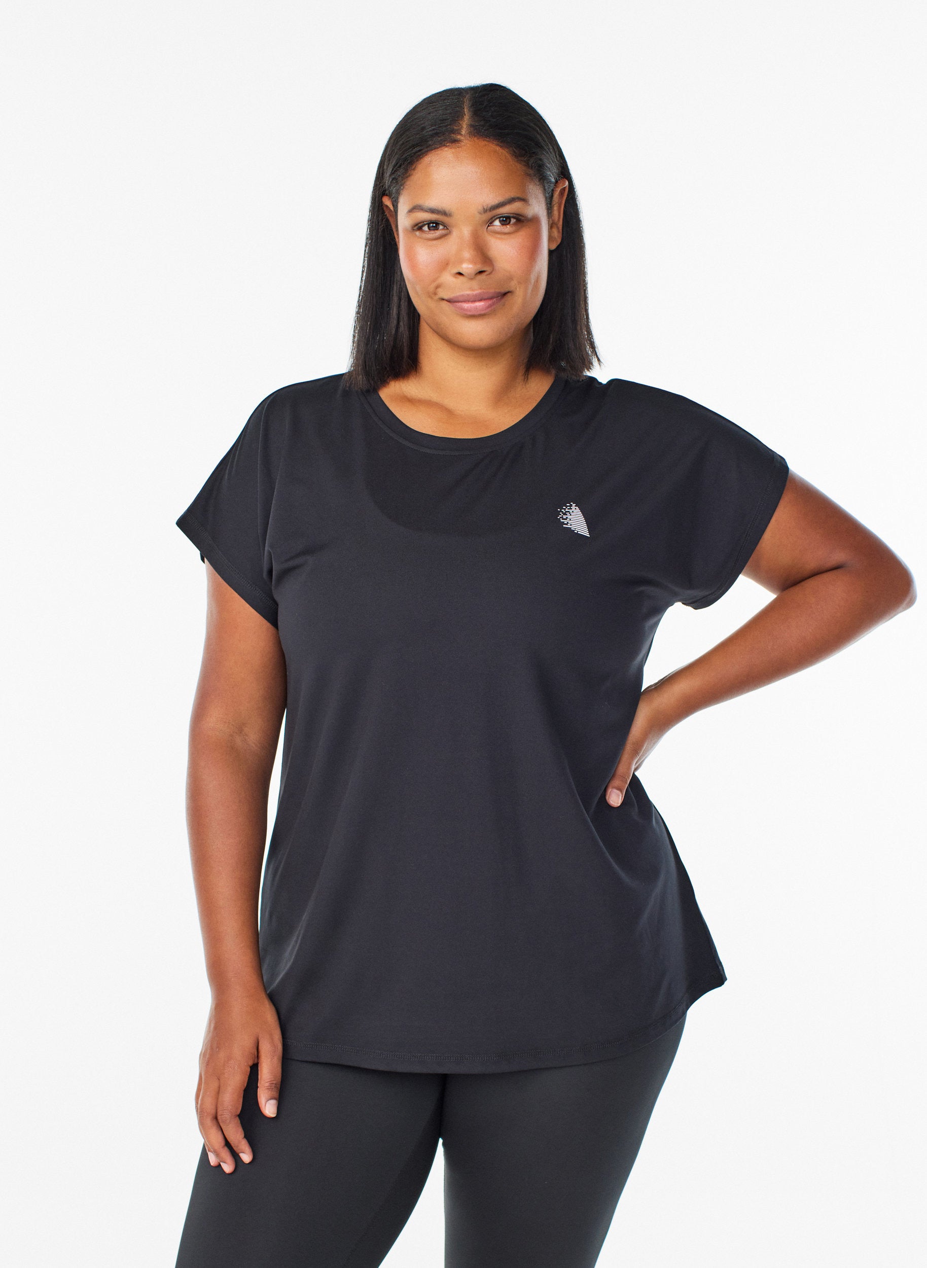 Active by Zizzi Basic T-Shirt Black | Plus Size Tops | Wardrobeplus.ie