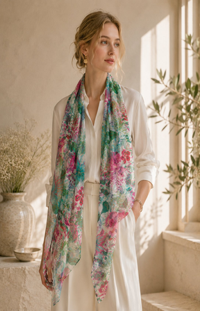 Ada Scarf in Green/Pink 