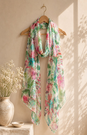 Ada Scarf in Green/Pink 