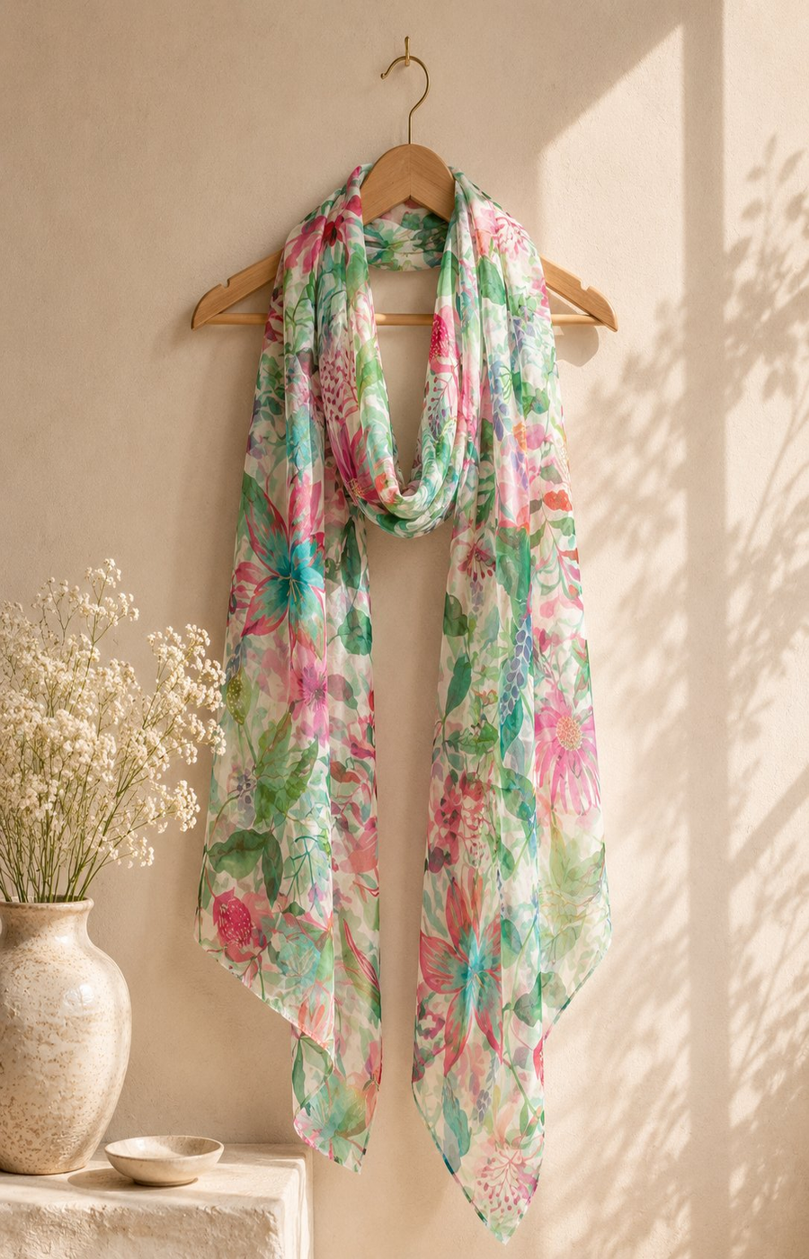 Ada Scarf in Green/Pink 