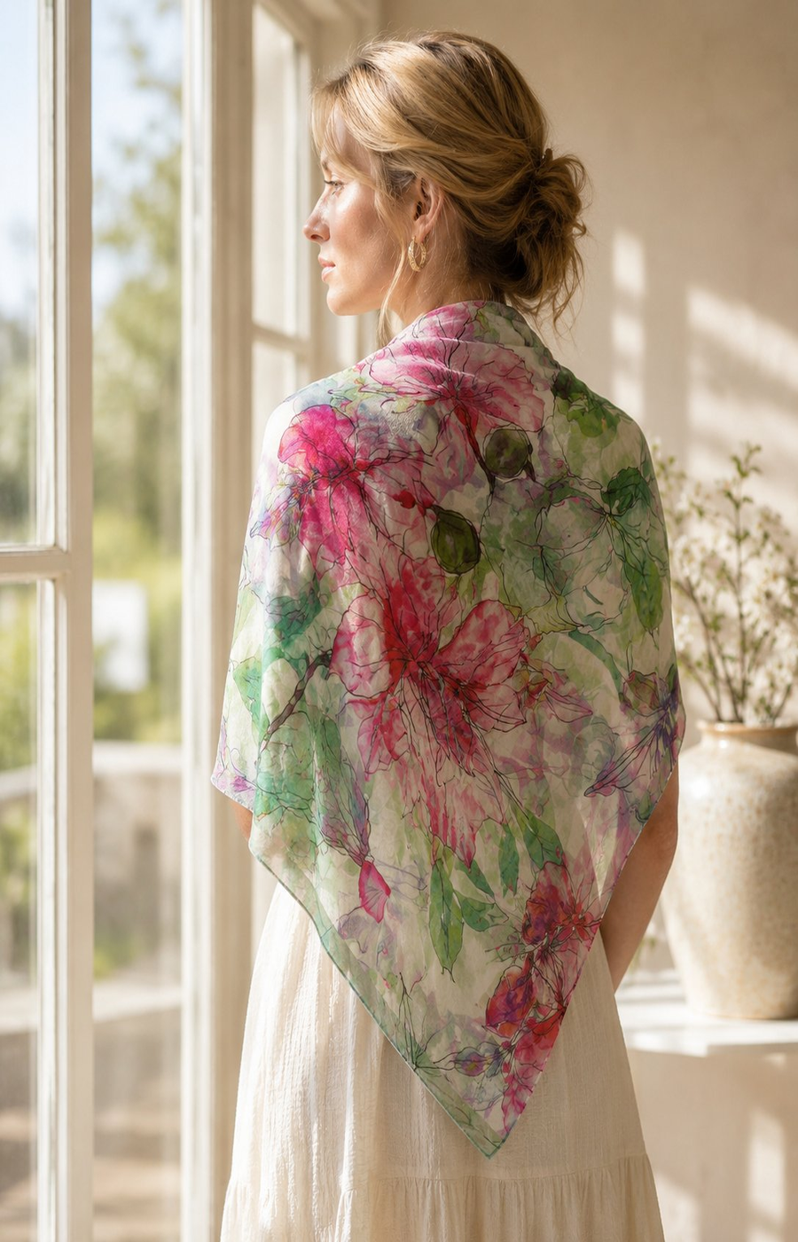 Ada Scarf in Green/Pink 