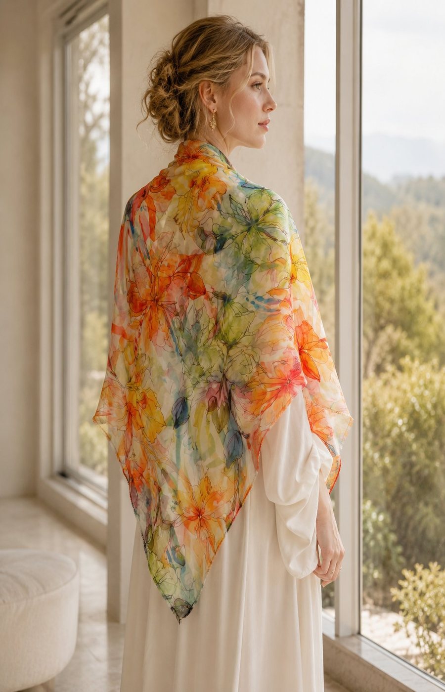 Ada Scarf in Orange/Green 