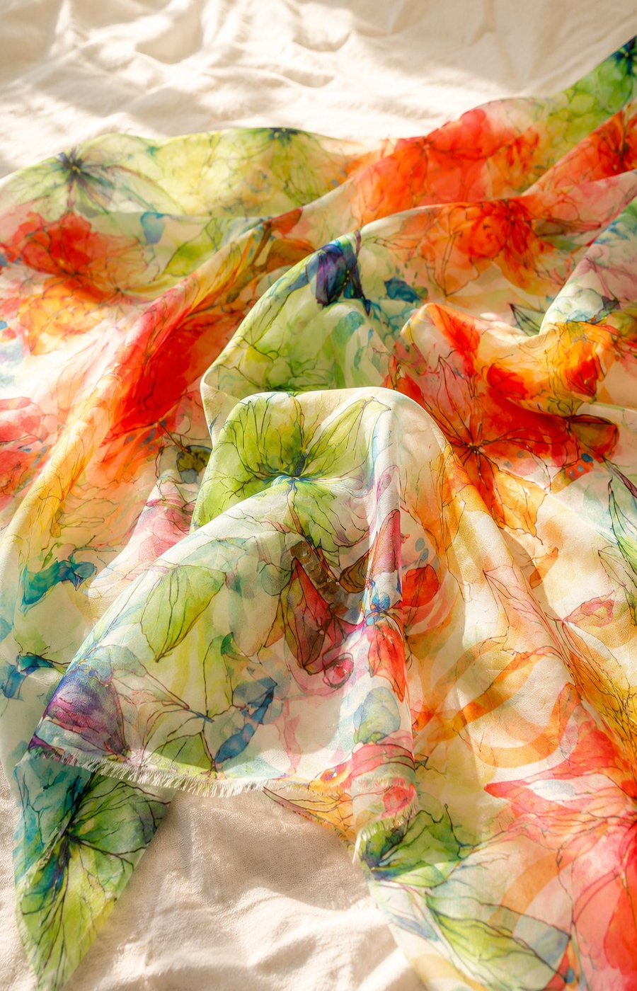 Ada Scarf in Orange/Green 