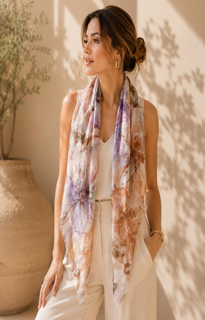 Ada Scarf in Tan/Purple 