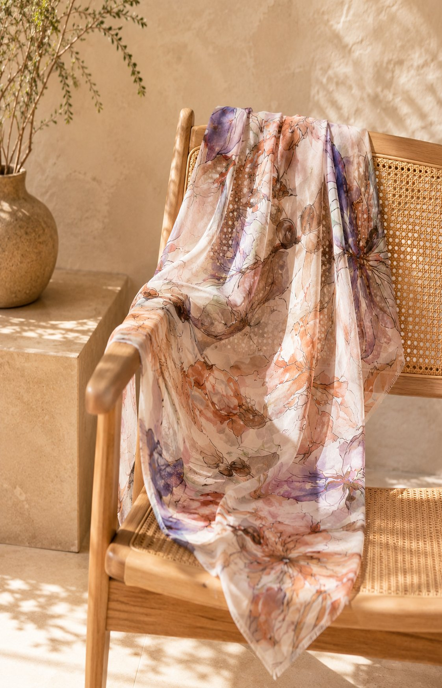 Ada Scarf in Tan/Purple 