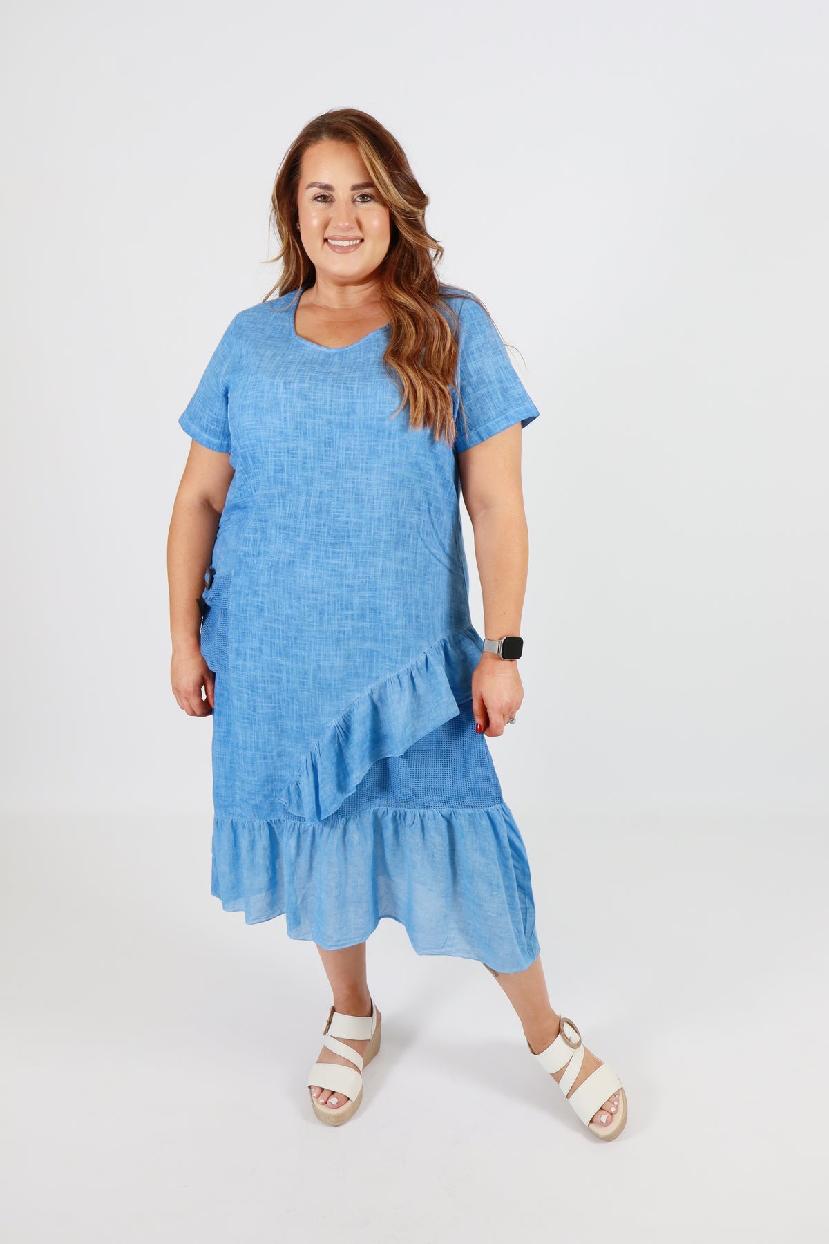 Alexa Cotton Dress in Blue