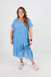 Alexa Cotton Dress in Blue