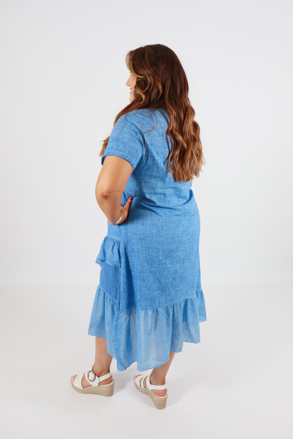 Alexa Cotton Dress in Blue