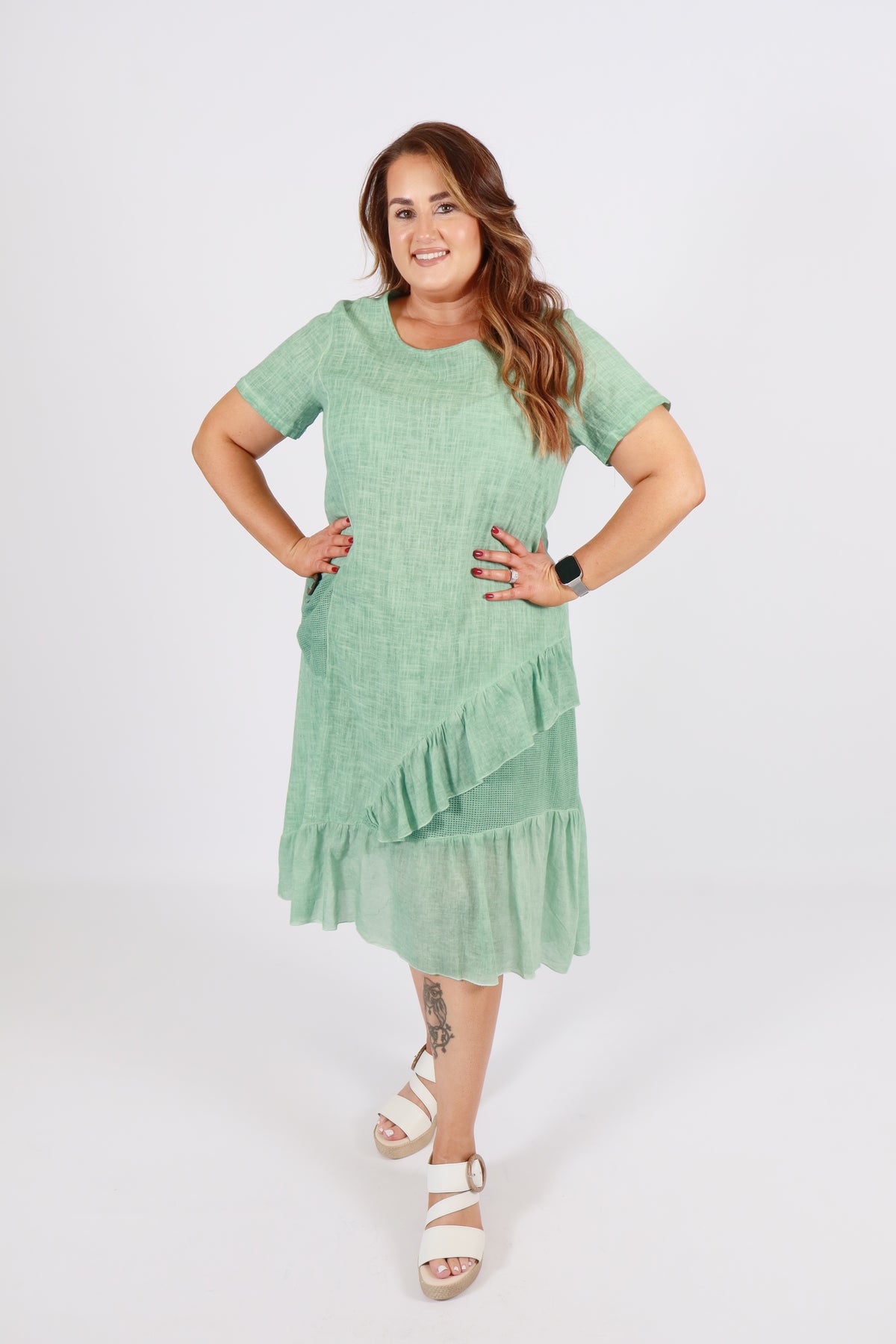 Alexa Cotton Dress in Green
