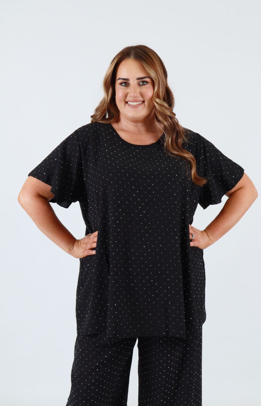 Ali Rhinestone Co-ord in Black 