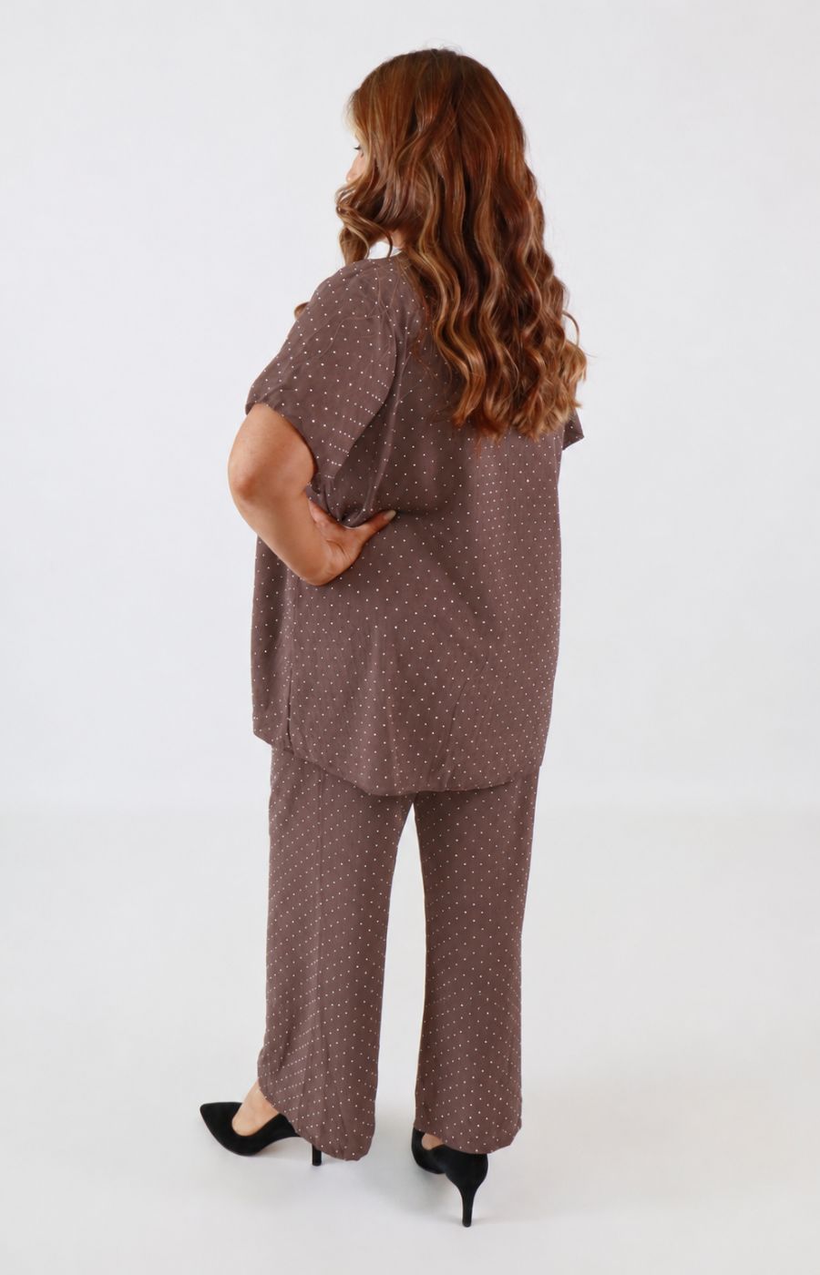 Ali Rhinestone Co-ord in Brown 