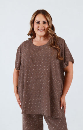 Ali Rhinestone Co-ord in Brown 