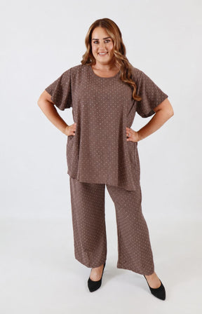Ali Rhinestone Co-ord in Brown 