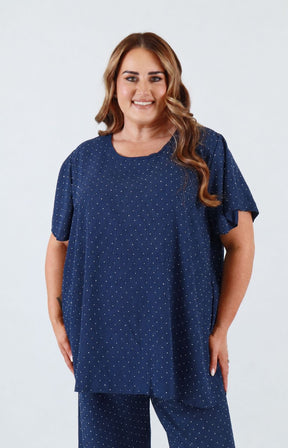 Ali Rhinestone Co-ord in Navy 