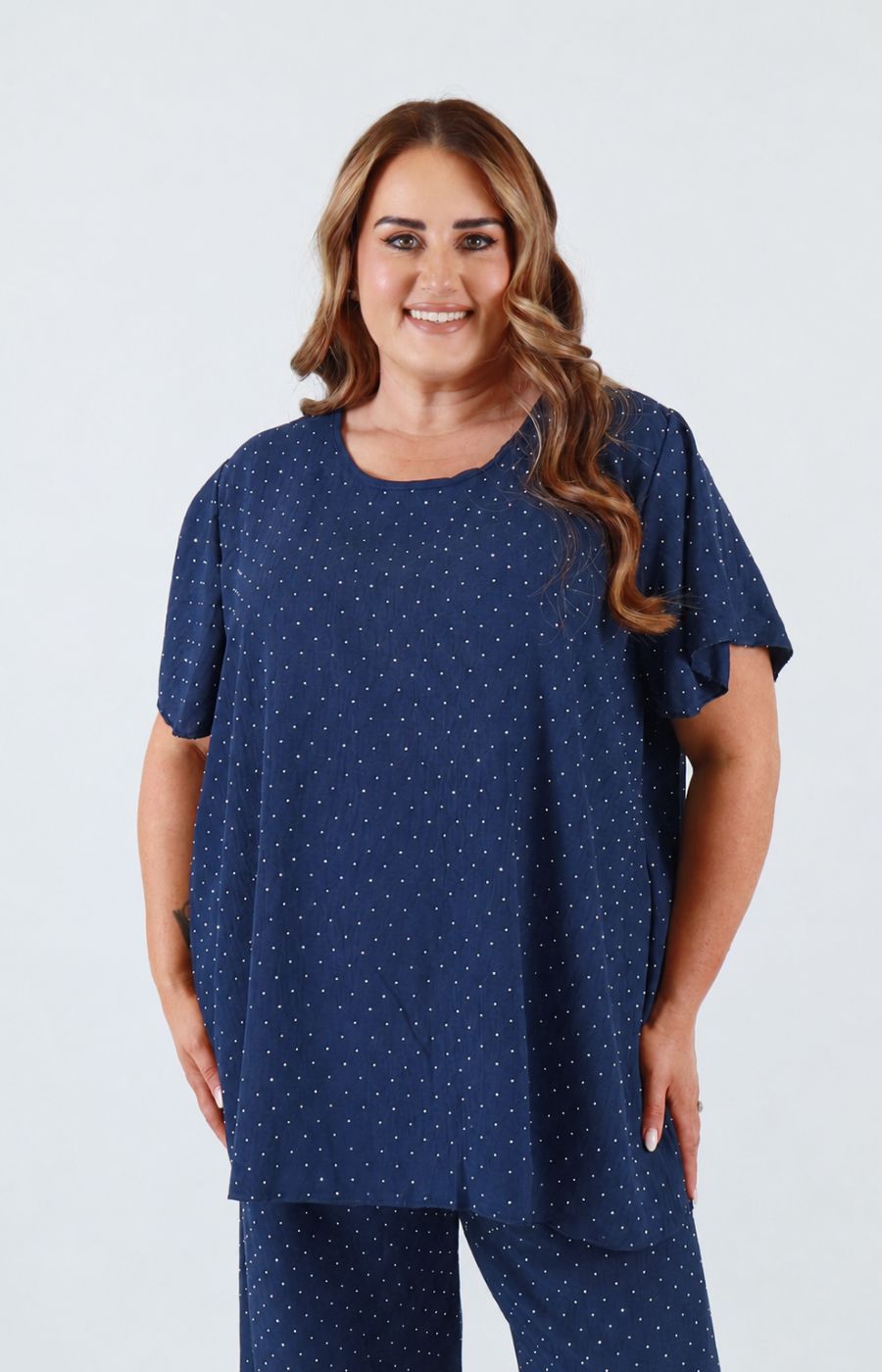 Ali Rhinestone Co-ord in Navy 