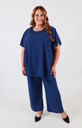 Ali Rhinestone Co-ord in Navy 