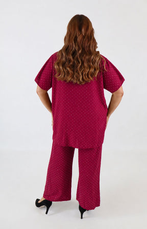Ali Rhinestone Co-ord in Wine 