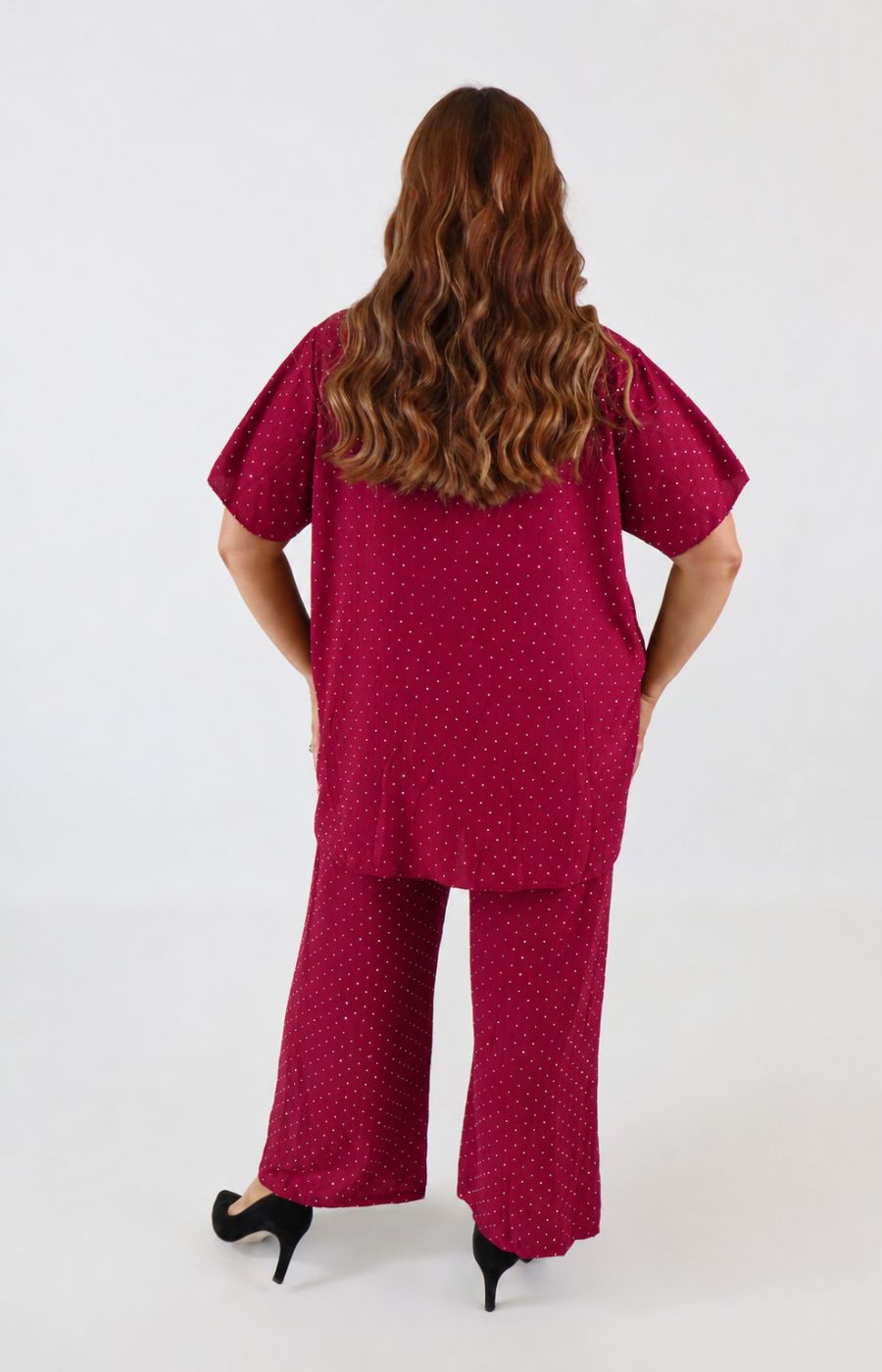 Ali Rhinestone Co-ord in Wine 