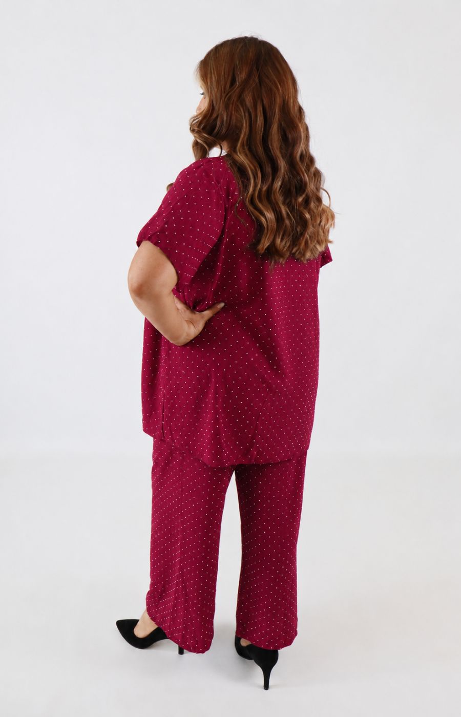 Ali Rhinestone Co-ord in Wine 