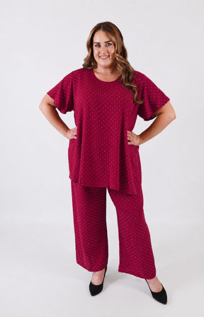 Ali Rhinestone Co-ord in Wine 