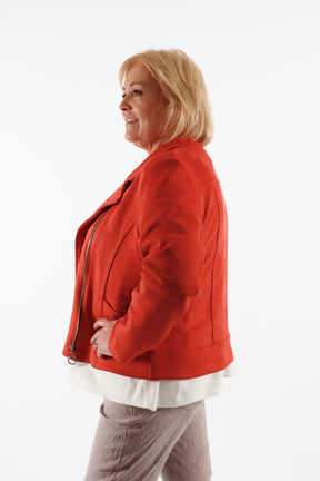 Amber Suede Biker Jacket in Burnt Orange