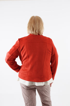 Amber Suede Biker Jacket in Burnt Orange