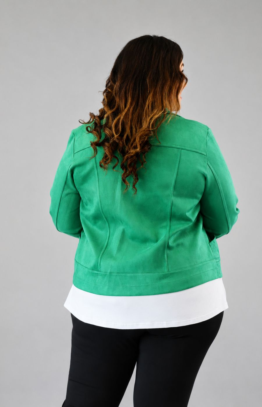 Amber Suede Biker Jacket in Green 