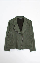 Amber Suede Biker Jacket in Khaki
