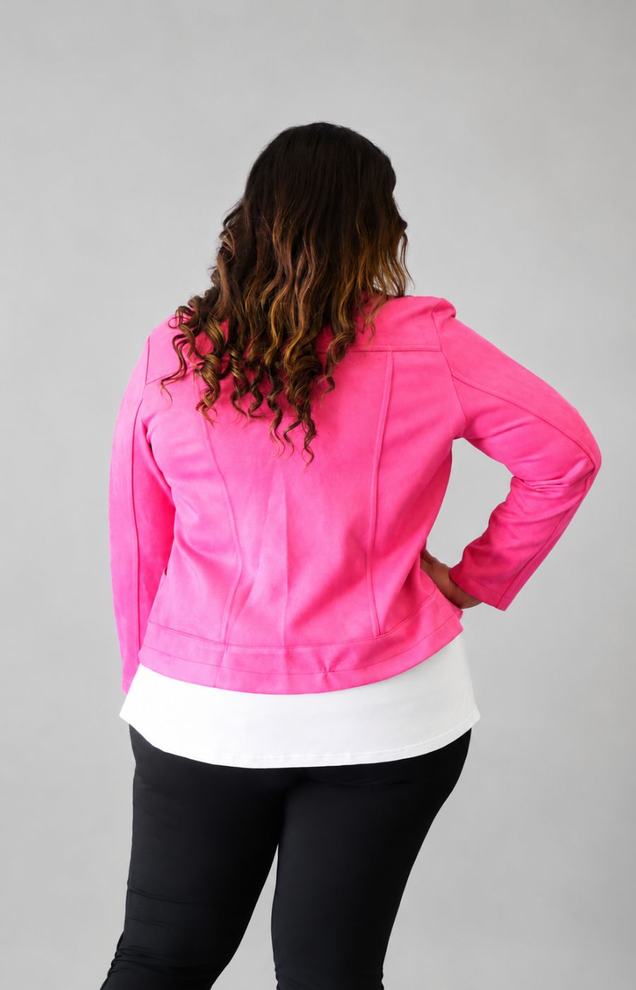 Amber Suede Biker Jacket in Pinkv 