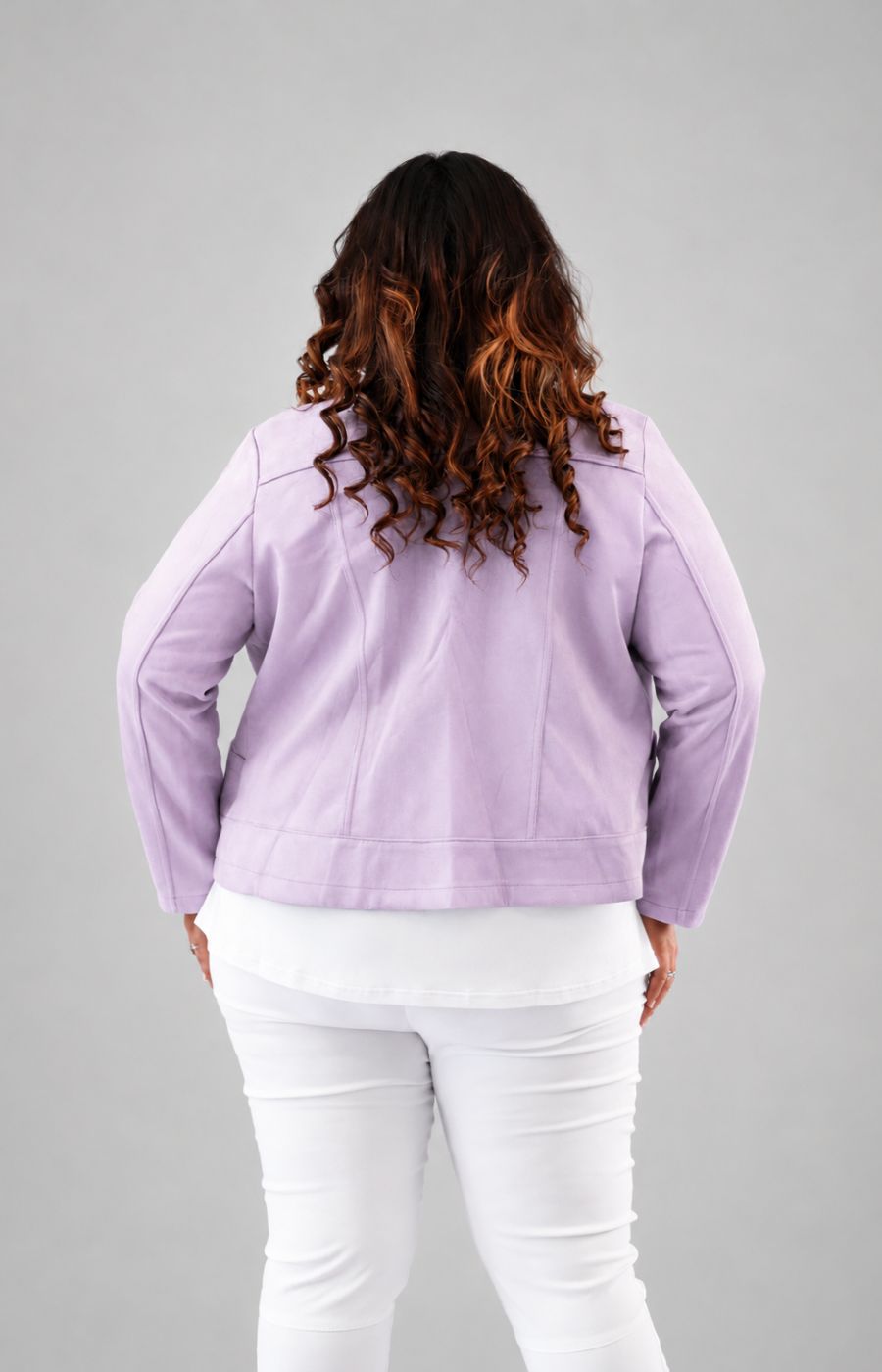 Amber Suede Biker Jacket in Purple 