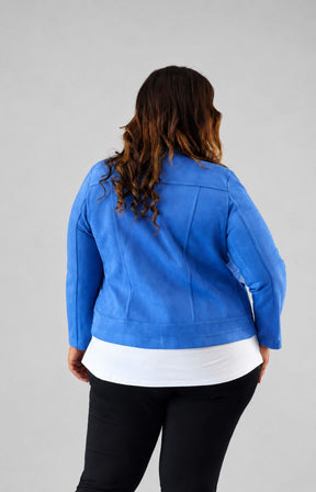Amber Suede Biker Jacket in Royal Blue  